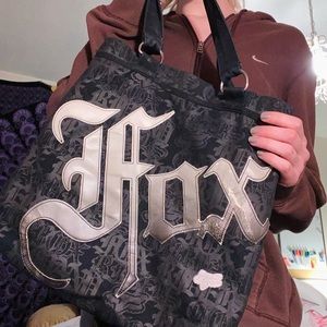 Fox racing black and silver tote purse